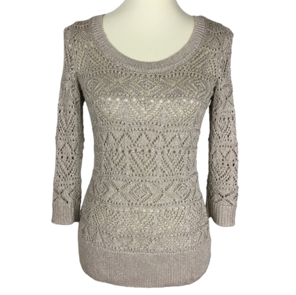 White House Black Market Gold Cable Knit Tunic Sweater - Picture 1 of 16